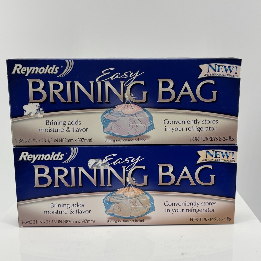 2 Reynolds Easy Brining Bags 8-24 lbs‎ (21x23.5") New Old Stock 2011